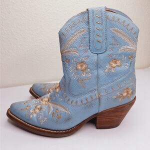 Dingo Women Primrose Embroidered Leather Western Boots Snip Toe 6.5 Cowboy Rodeo